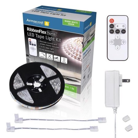 ARMACOST LIGHTING RibbonFlex home 16 ft. L White Plug-In LED Strip Tape Light Kit 1 pk 421500